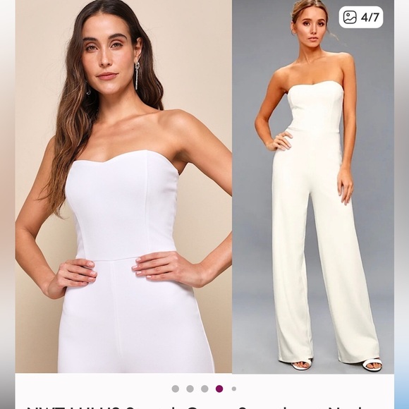 Lulus Pants - Lulus white Strapless Wide-Leg Jumpsuit